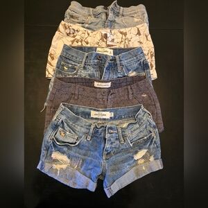 Lot of 5 Girls Size 10 Abercrombie & Fitch Denim and Patterned Shorts
